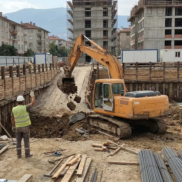 Kentsel dönüşümde yıkım sonrası temel kazısı